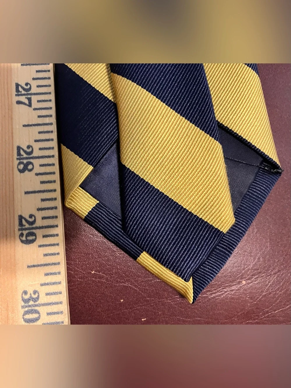 Lands' End Navy and Yellow Diagonal Repp Stripe Tie